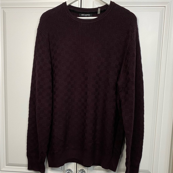 Karl Lagerfeld Men’s Size Large Purple Crew Neck Sweater Shirt Top - Picture 5 of 8